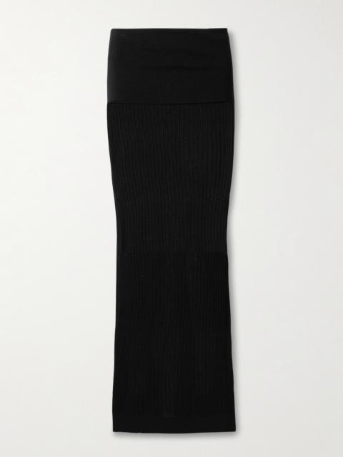 Sheer Knit Foldover Long Skirt