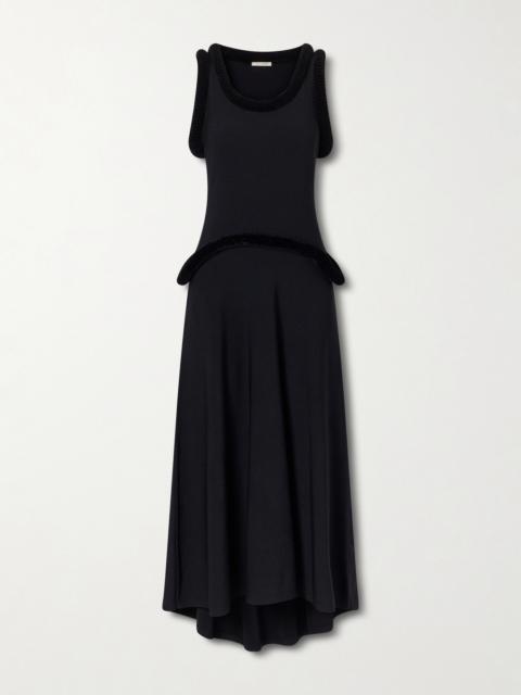 Basseterre Velvet-trimmed Jersey Maxi Dress