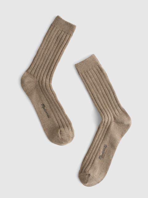 Ribbed Crew Socks in Cotton