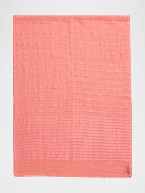 Striped Linen-Cotton Jacquard Stole, 80" x 28"