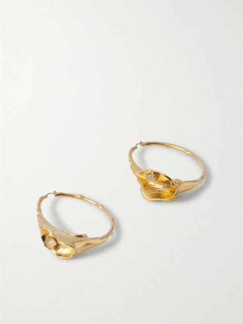 Gold-tone And Quartz Hoop Earrings