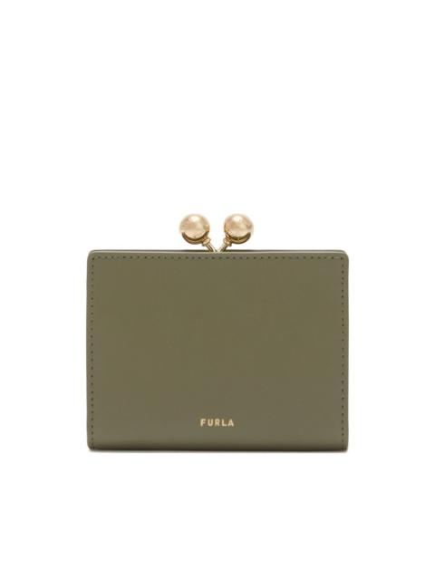 dots-clasp leather coin purse