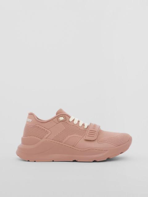 Knitted Stretch Nylon and Leather Sneakers