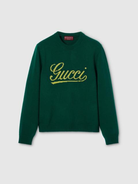 Knit wool sweater with intarsia