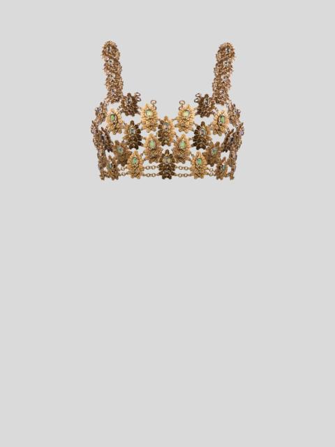 SEE-THROUGH METAL CROP TOP WITH CRYSTALS