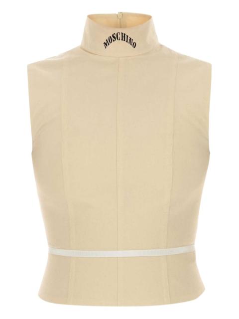 high-neck sleeveless top