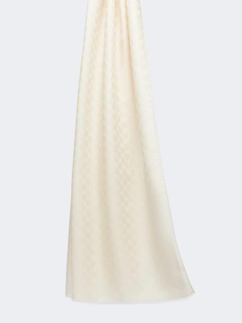 Jacquard wool, cotton and silk stole - IVORY