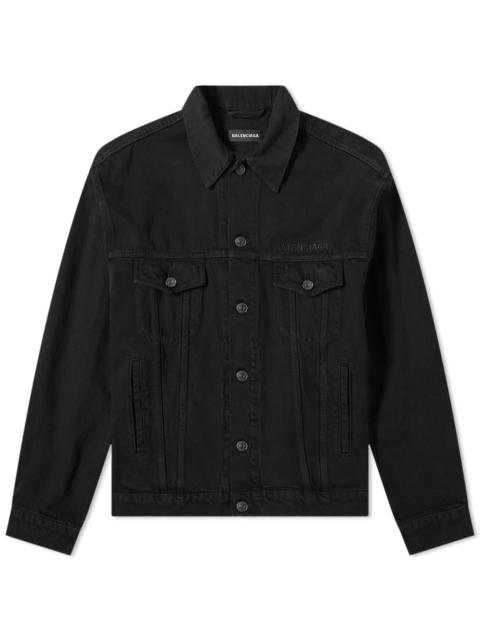 Balenciaga Embroidered Logo Front and Back Denim Jacket