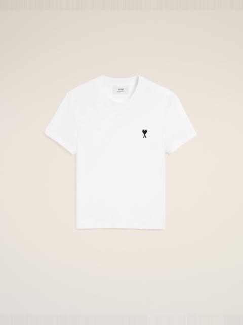 WHITE COTTON CROPPED AMI DE COEUR T-SHIRT