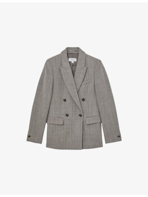 Ember Double-Breasted Herringbone Wool and Cotton-Blend Blazer