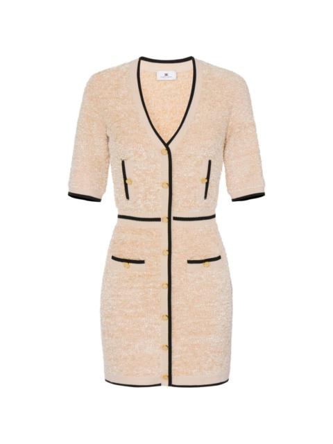 button trimmed mini dress