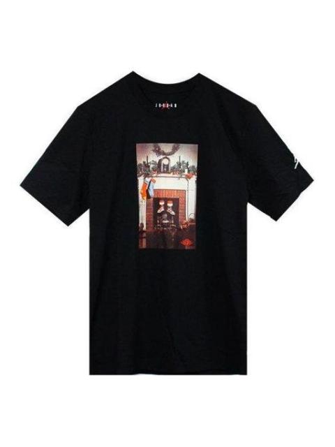 Air Jordan Chimney Tee Printing Short Sleeve Asia Edition Black CI1328-010