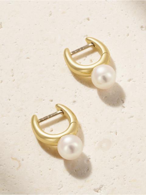 18-karat Gold Pearl Hoop Earrings