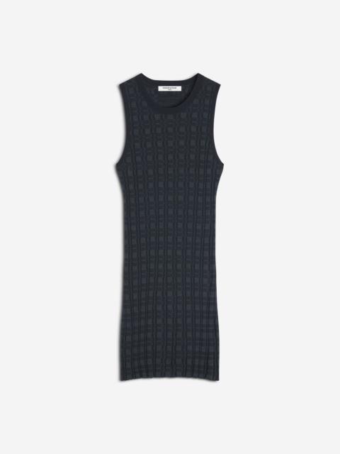 MERINO WOOL RIB CHECK MINI DRESS