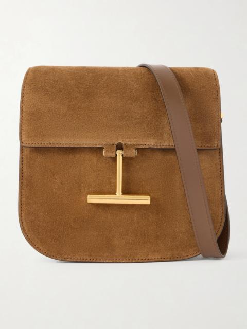 Mini Leather-trimmed Suede Shoulder Bag