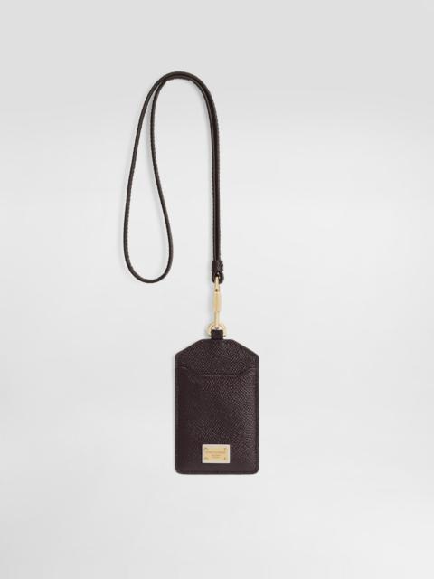 Dauphine calfskin keychain with plate