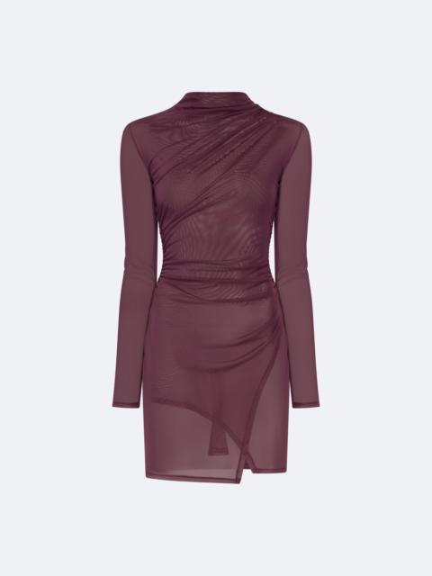 Mesh Draped Mini Dress