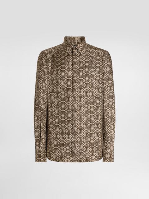 Printed silk twill martini shirt