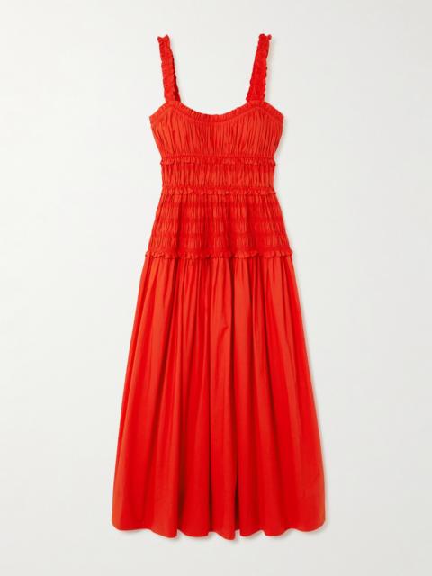 Marianne Shirred Cotton-poplin Midi Dress