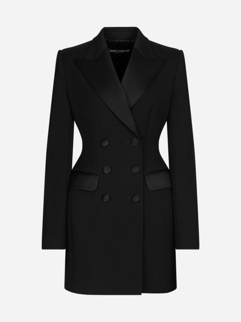 Long double-breasted Dolce tuxedo jacket in stretch wool