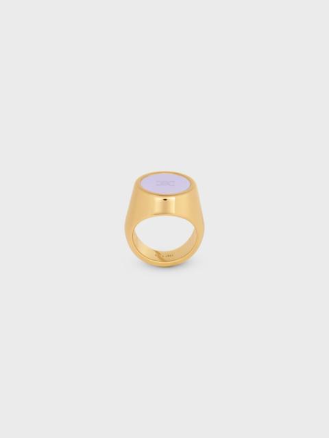 Triomphe Signet Ring in Varnish and Brass with Gold Finish