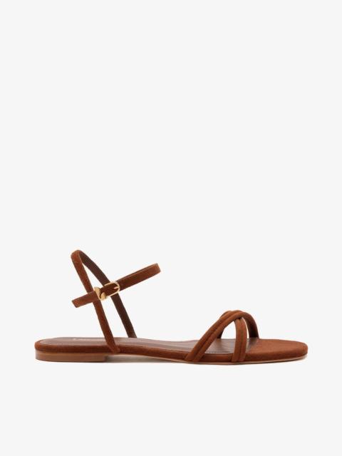 Annie Ankle Strap Sandal In Burnt Umber Leather