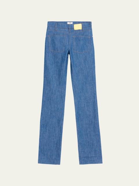 Reversed Bootcut-Leg Denim Trousers