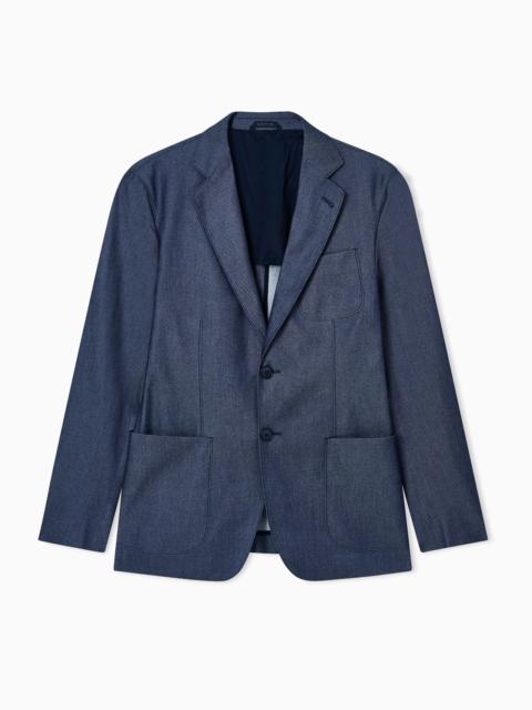 UPTON LINE SINGLE-BREASTED JACKET IN DENIM-EFFECT SERGE