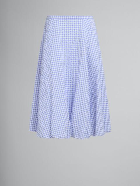 WHITE AND LIGHT BLUE CHECKED SEERSUCKER SKIRT
