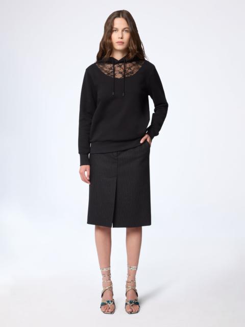 Lace-Insert Fleece Hoodie