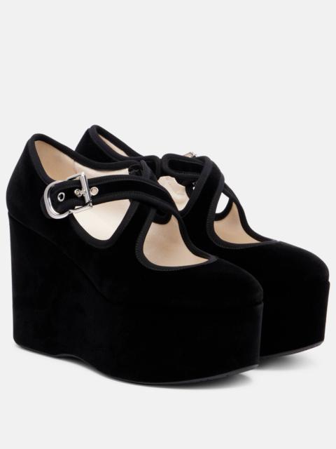 Criss Cross 110 velvet wedges