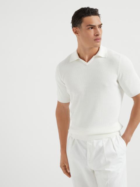 Cotton English rib knit polo