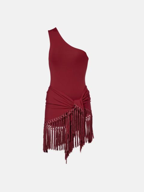 One-shoulder swimsuit and beach cover-up set