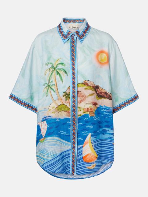 Printed linen shirt