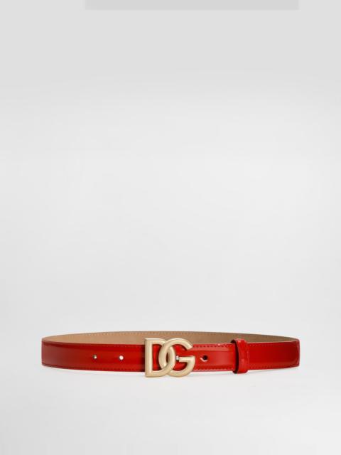 Polished calfskin belt with DG logo