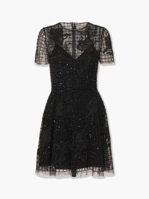 Embroidered Tulle Mini Dress