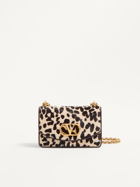 VALENTINO GARAVANI VAIN SMALL SHOULDER BAG IN PONY EFFECT CALFSKIN WITH ANIMALIER PRINT
