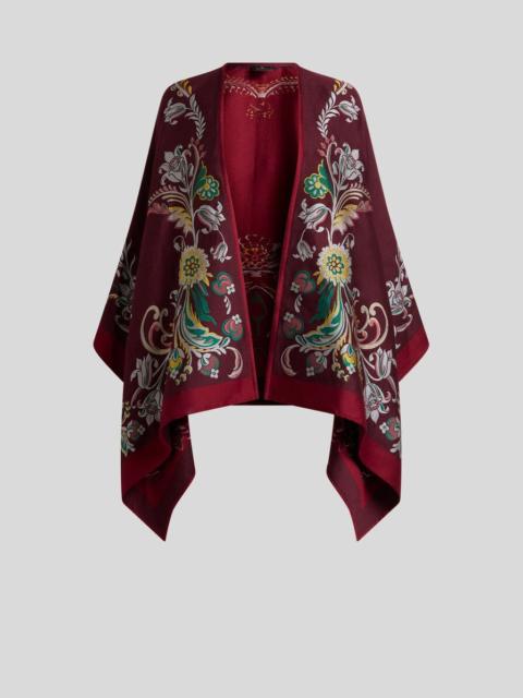 WOOL-BLEND CAPE WITH FLORAL JACQUARD MOTIF