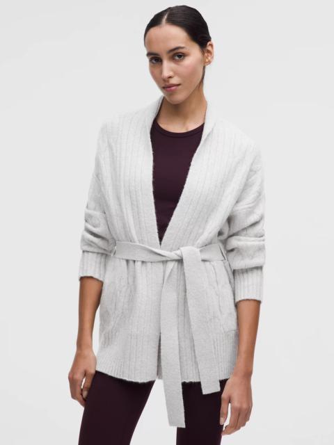 Alpaca-Blend Tie-Front Long Cardigan