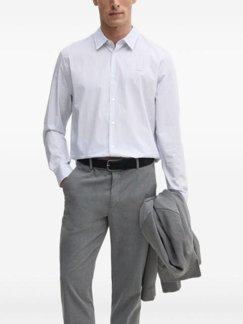 striped logo-patch shirt