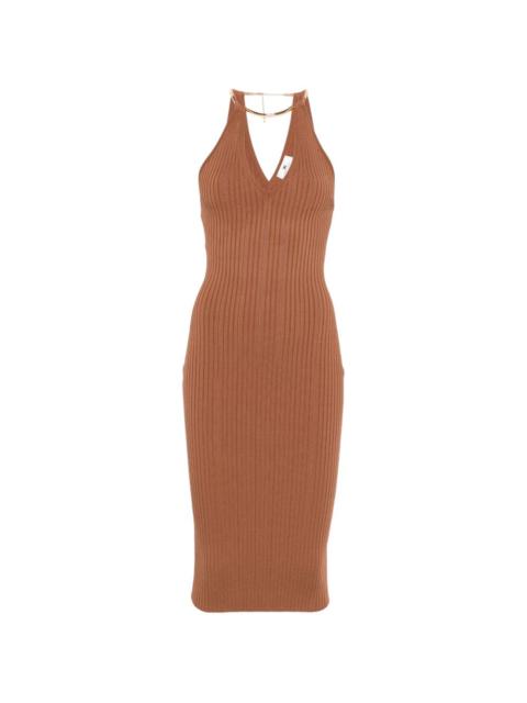 V-neck ribbed dress
