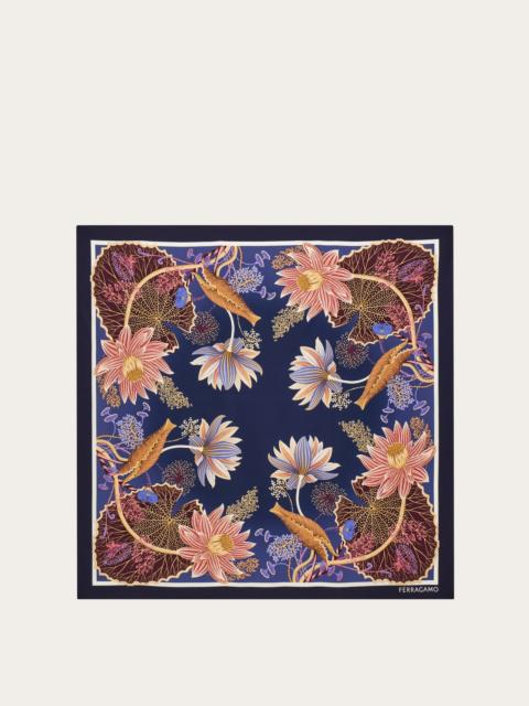 Water lilies print silk scarf