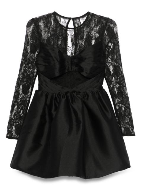 lace-panel taffeta mini dress