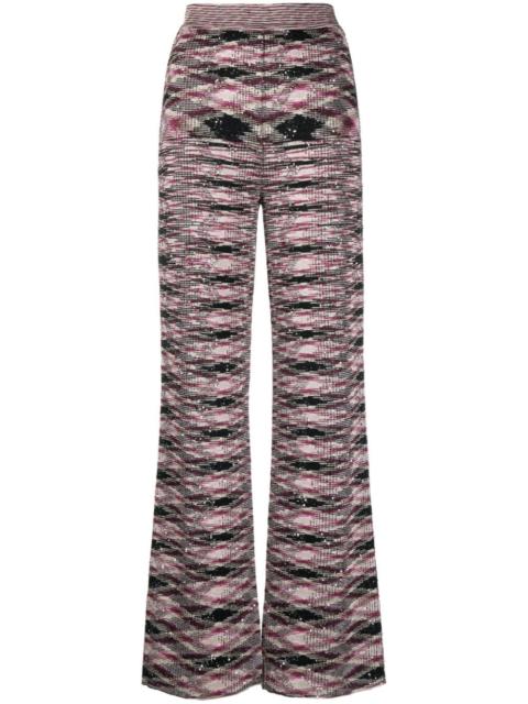 patterned intarsia-knit flared trousers