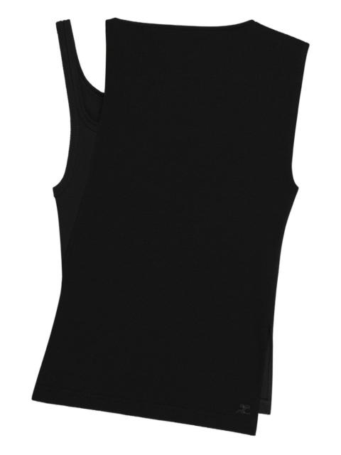 asymmetric-neckline ribbed top