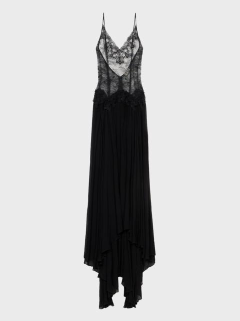LONG DRESS IN CHANTILLY LACE AND GEORGETTE