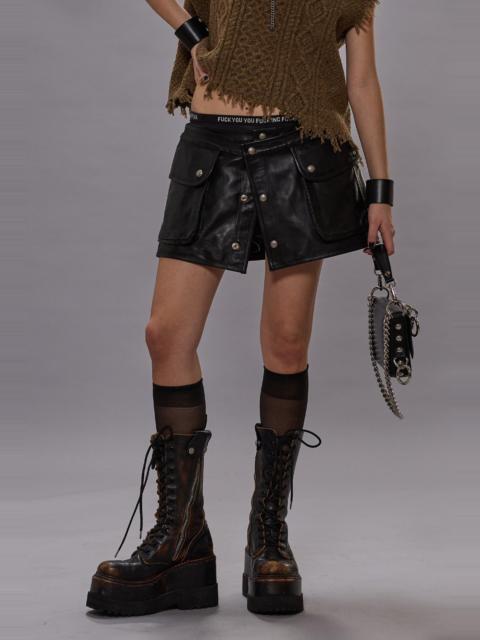 LEATHER LAYERED SKORT