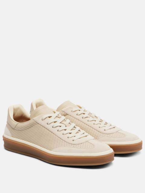 Tennis suede-trimmed leather sneakers