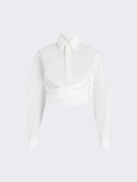 The Wrapped Cropped Cache-cœur Shirt White