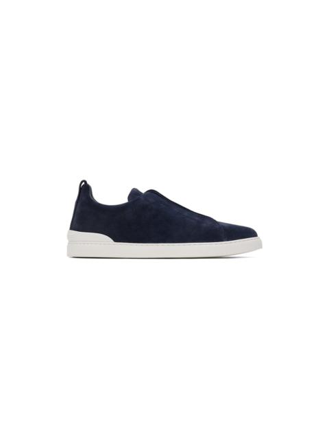 Blue Suede Triple Stitch Sneakers